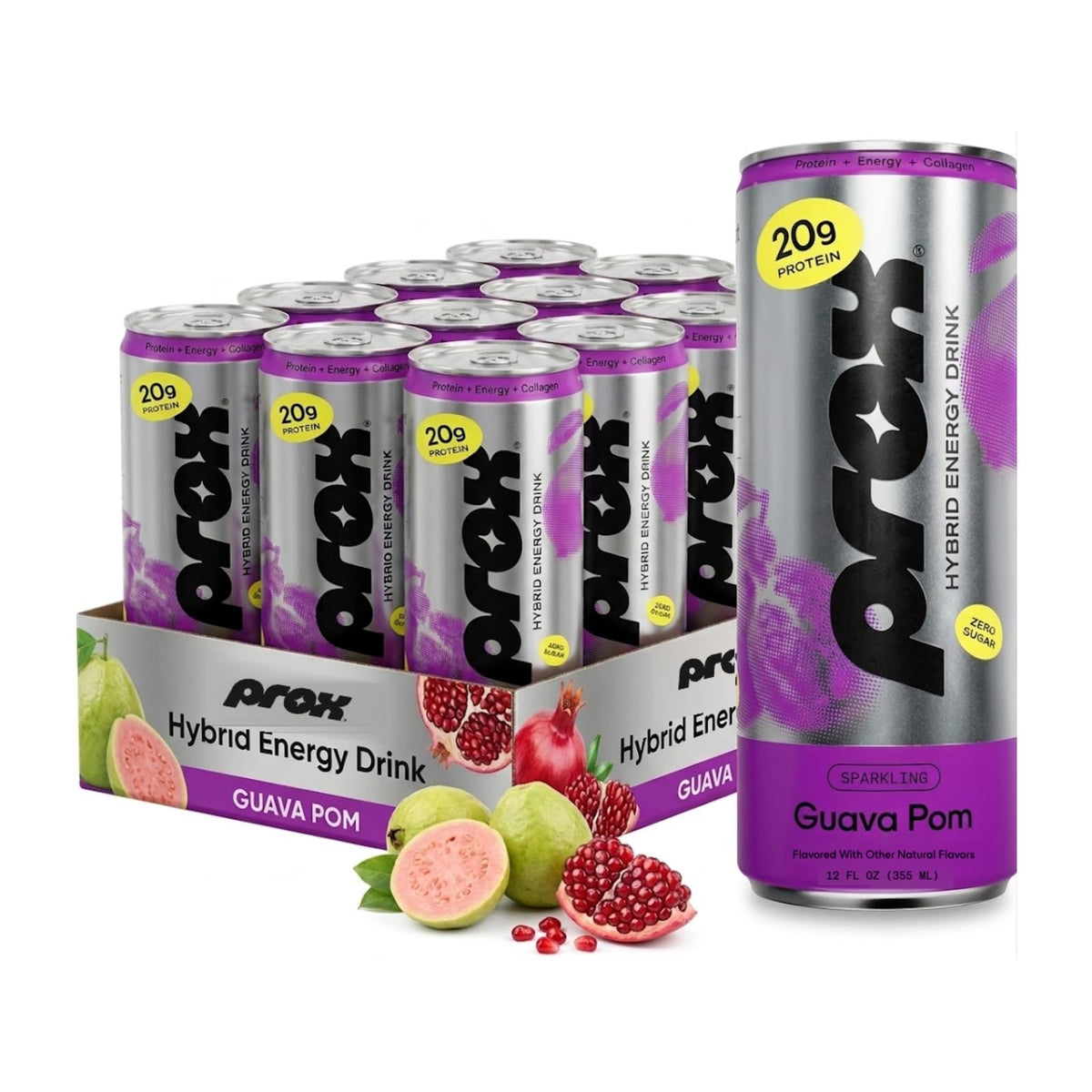 PROX Premium Energy Drink, Tropical Rush, 20g Protein, Zero Sugar, 12 Pack