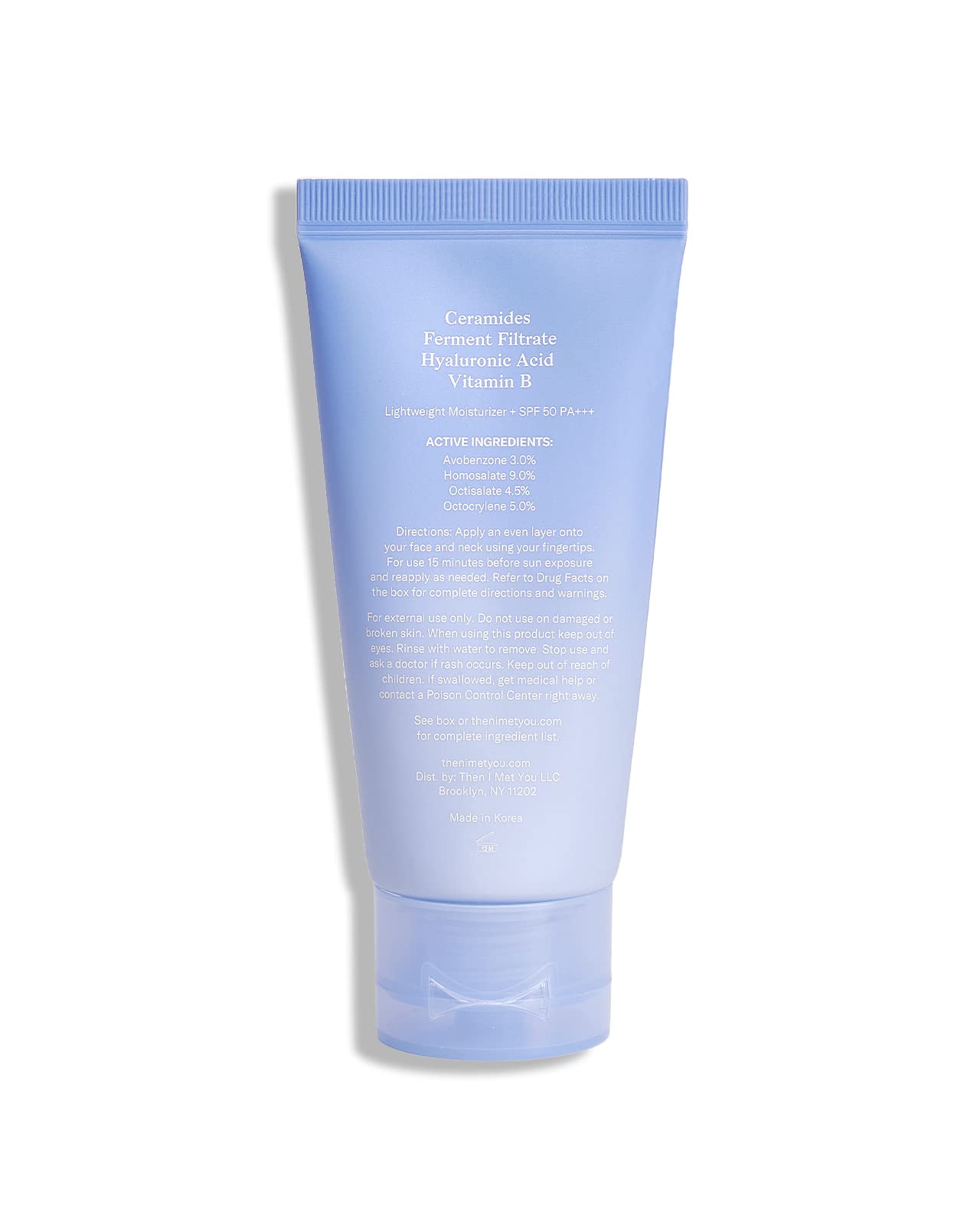 Then I Met You Essence Light Korean Sunscreen, Broad Spectrum SPF 50 Lotion PA+++, with Hyaluronic Acid, Vegan, Cruelty-Free, 1.69 oz