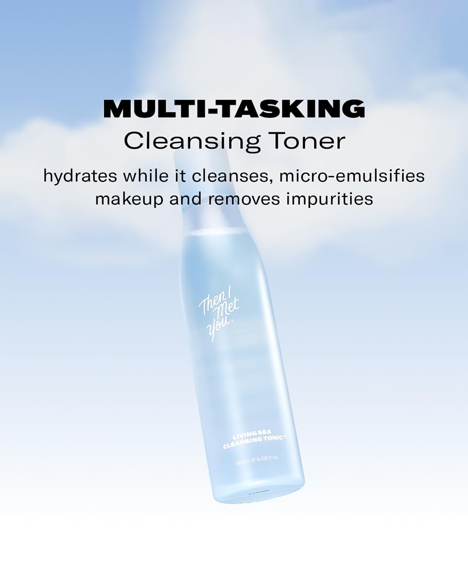 Then I Met You Living Sea Cleansing Tonic, Face Toner & Makeup Remover Micellar Water with Deep Sea Water, Papaya Enzymes & Licorice Root, Vegan & Clean Korean Skincare, 6.08 oz