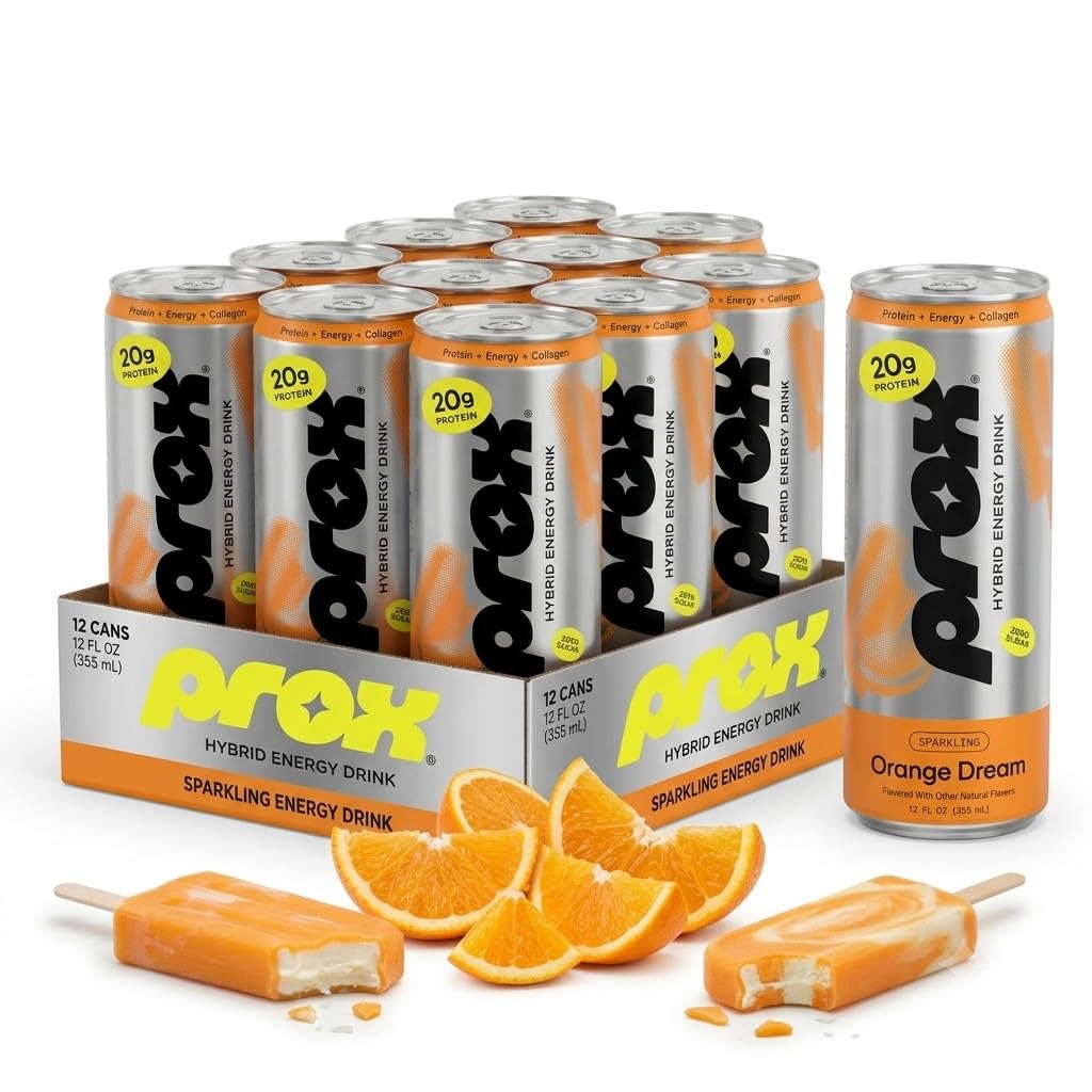 PROX Premium Energy Drink, Tropical Rush, 20g Protein, Zero Sugar, 12 Pack