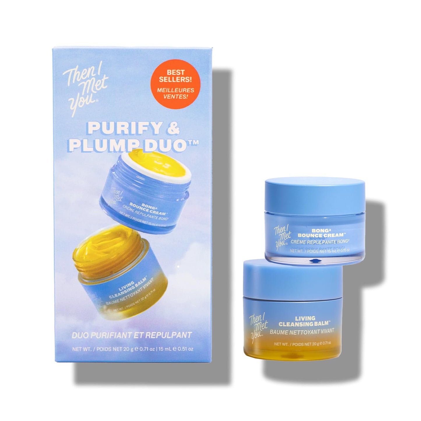 Then I Met You Purify & Plump Duo, Travel Size Korean Skincare Set with Living Cleansing Balm & Bong² Bounce Cream, Makeup Remover + Hydrating Gel-Cream for Smooth Radiant Skin & Barrier Repair