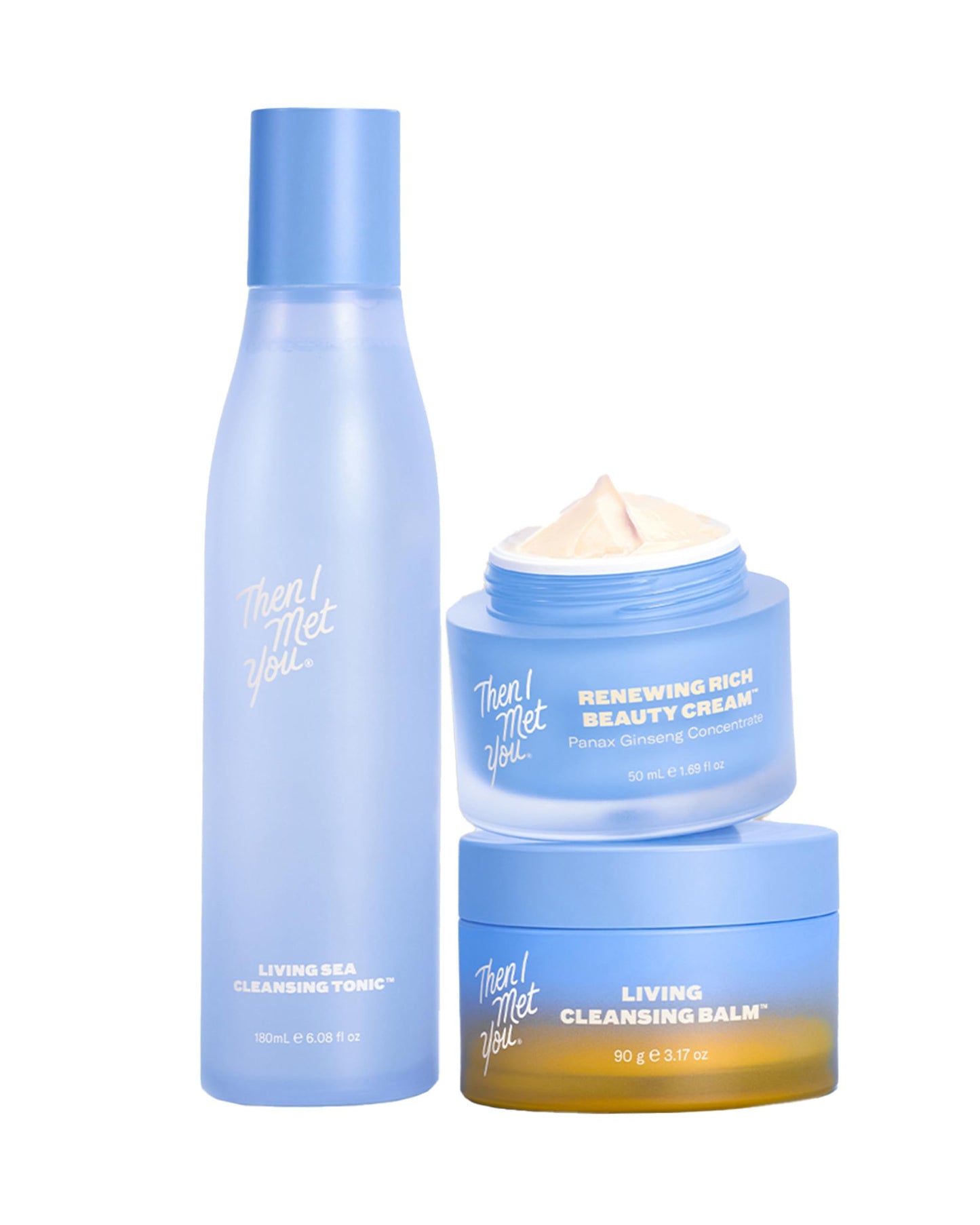 Then I Met You Living Everyday Essentials Edit Set, with Living Sea Cleansing Tonic, Renewing Rich Beauty Cream, & Living Cleansing Balm