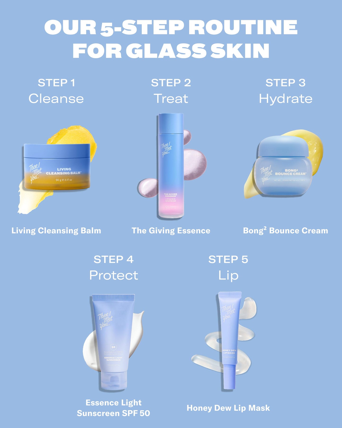 Then I Met You Purify & Plump Duo, Travel Size Korean Skincare Set with Living Cleansing Balm & Bong² Bounce Cream, Makeup Remover + Hydrating Gel-Cream for Smooth Radiant Skin & Barrier Repair