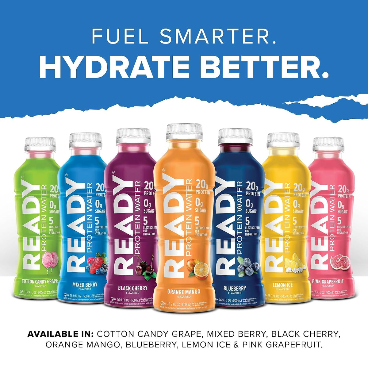 Ready Clear Protein Water, Mixed Berry, 20g Whey Protein Isolate, 12 Pack