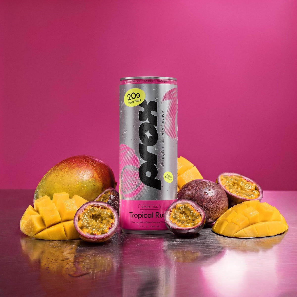 PROX Premium Energy Drink, Tropical Rush, 20g Protein, Zero Sugar, 12 Pack