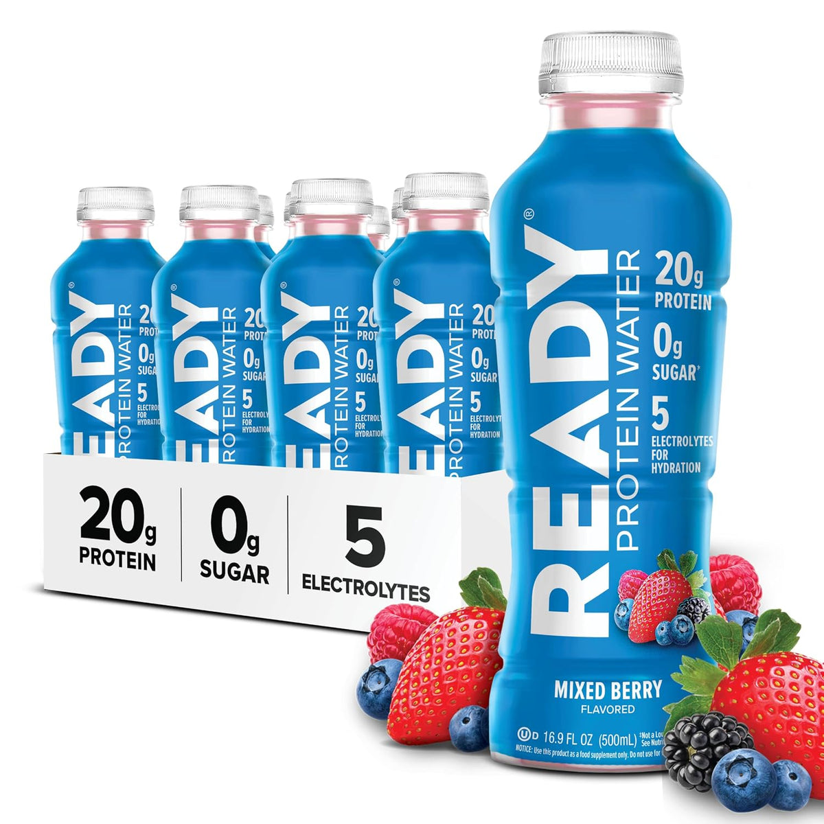 Ready Clear Protein Water, Mixed Berry, 20g Whey Protein Isolate, 12 Pack