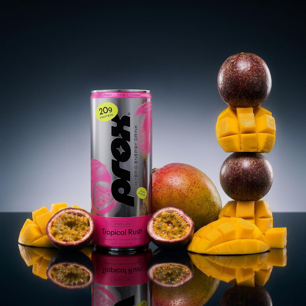 PROX Premium Energy Drink, Tropical Rush, 20g Protein, Zero Sugar, 12 Pack