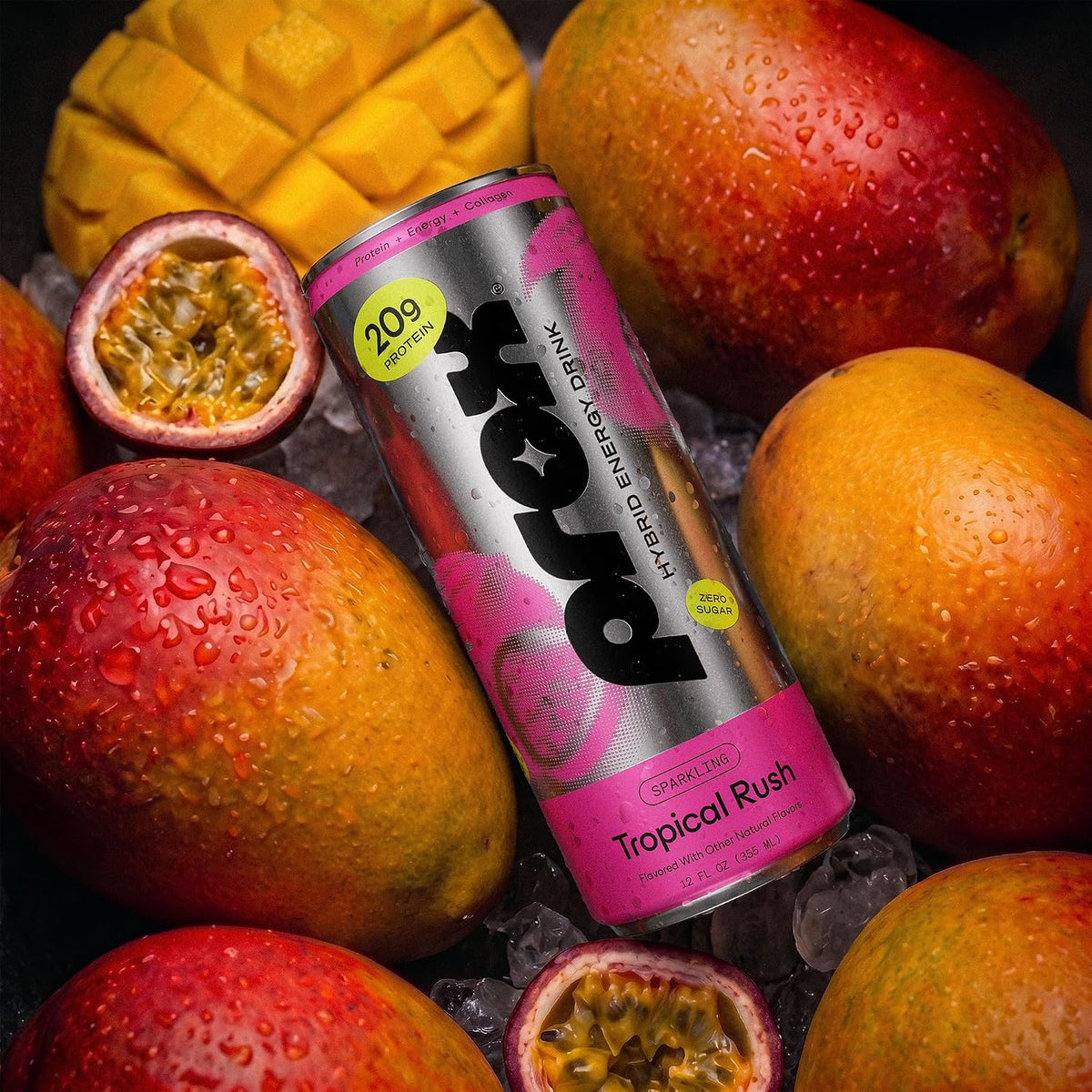 PROX Premium Energy Drink, Tropical Rush, 20g Protein, Zero Sugar, 12 Pack
